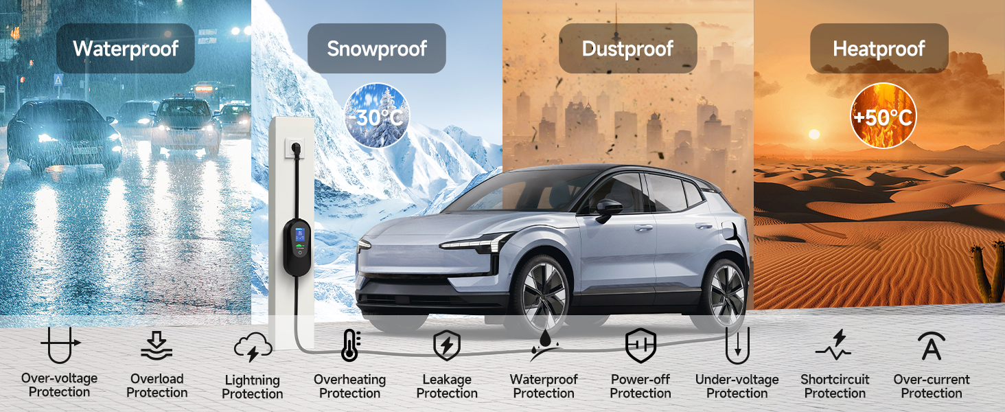 Кабель для зарядки електромобіля Type 2 Schuko 3.68kW 6м, регульована потужність, APP-управління