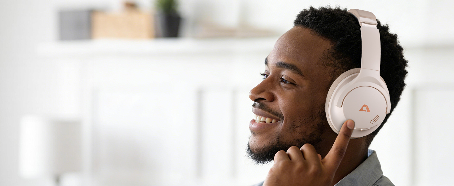 Навушники бездротові 1Mii AI Y8+ Bluetooth 6.0 з активним шумозаглушенням LDAC, 100 годин роботи, бежеві