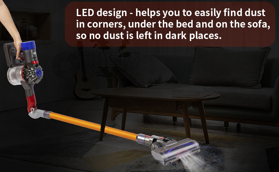 Насадка для пилососа Dyson V7 V8 V10 V11 V15 з LED-підсвічуванням та блокуванням витяжки, для твердих підлог та килимів