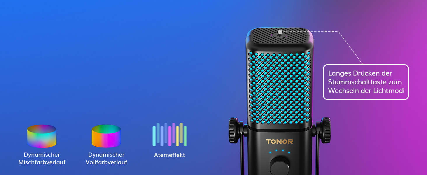 Мікрофон TONOR TCX3 для Xbox з RGB підсвічуванням та контролем Gain, акумулятор 30 годин, для стримінгу та подкастингу, сумісний з відеокартами