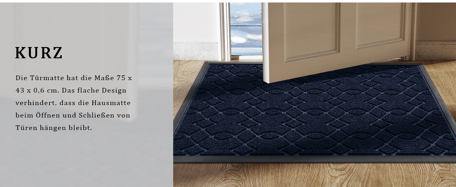 Килимок для входу Yimobra, 75 x 43 см, миючий, вологостійкий, з антиковзким покриттям, чорно-сірий