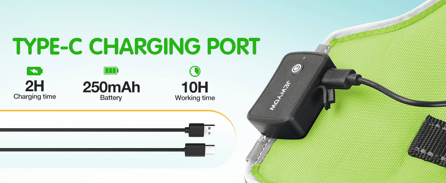 Світловідбиваючий нашийник для собак Jewyow з LED, перезаряджуваний, водонепроникний, 3 режими, зелений, розмір M