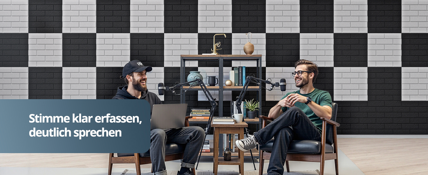 Акустичні панелі Kuchoow самоклеючі звукопоглинаючі плити 30x30x0,9 см, чорні (12 шт) для студії, офісу та звукоізоляції стін