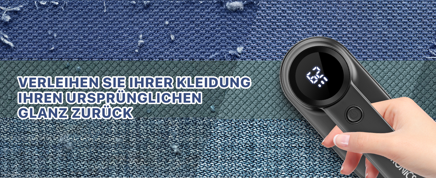 Електричний видалення ворсу Fusselrasierer: USB зарядка 2000mAh, LED-дисплей, 3 режими, 3 змінні насадки для одягу та ковдр (чорний)