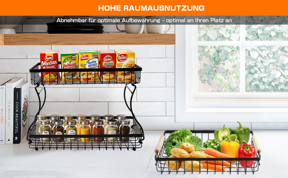 Металева фруктова корзина GMISUN з 3 ярусами та підставкою для бананів, чорна, сучасний дизайн. Підходить для зберігання фруктів, овочів та закусок. Велика місткість, 3 яруси.