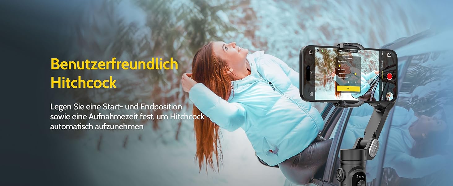 Стабілізатор для смартфона AOCHUAN 3-осьовий з функцією розпізнавання обличчя, вбудованим світлом та 1/4 дюйма різьбою. Підходить для iPhone 16/15 Pro, Android, TikTok-влогів. Чорний.