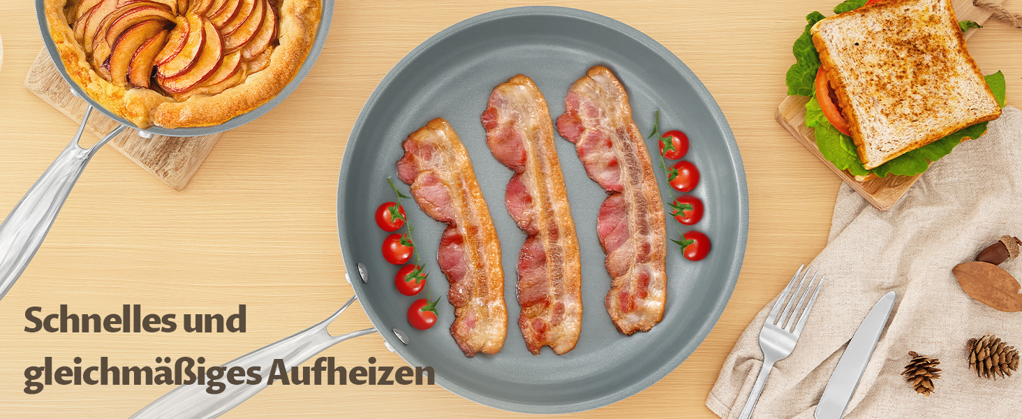 Blazant Induction Nonstick Pan Set - 20/24/28cm - PTFE-Free, Oven & Dishwasher Safe