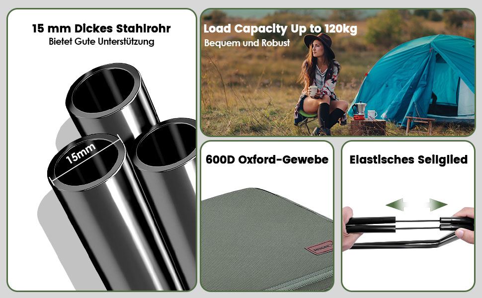 Складний туристичний стільчик MOONCY, 33x26,5x32 см, 120 кг, для кемпінгу, риболовлі, зеленого кольору