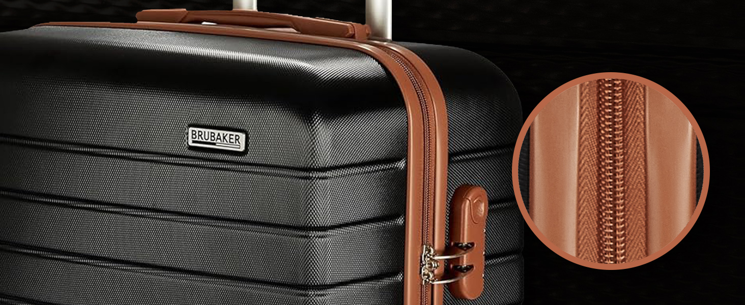 Набір валіз BruBaker Paris - 3 шт. з жорстким корпусом (M, L, XL) з кодовим замком, 4 колеса, ручки. Чорний та світло-коричневий