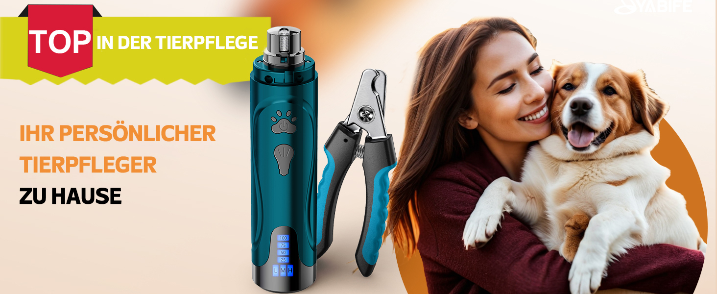 Електричний точилка для кігтів собак YABIFE, 3 швидкості, тиха, для собак та котів