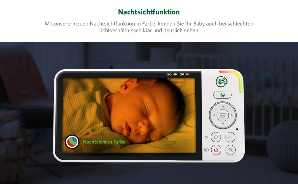 Відеоняня LeapFrog LF2513 без Wi-Fi, IPS LCD екран 2.8 дюйма, поворот та нахил, нічне бачення, 300 метрів, датчик температури, до 12 годин роботи, LF2513 2.8' Video (LF815HD 5' Video)