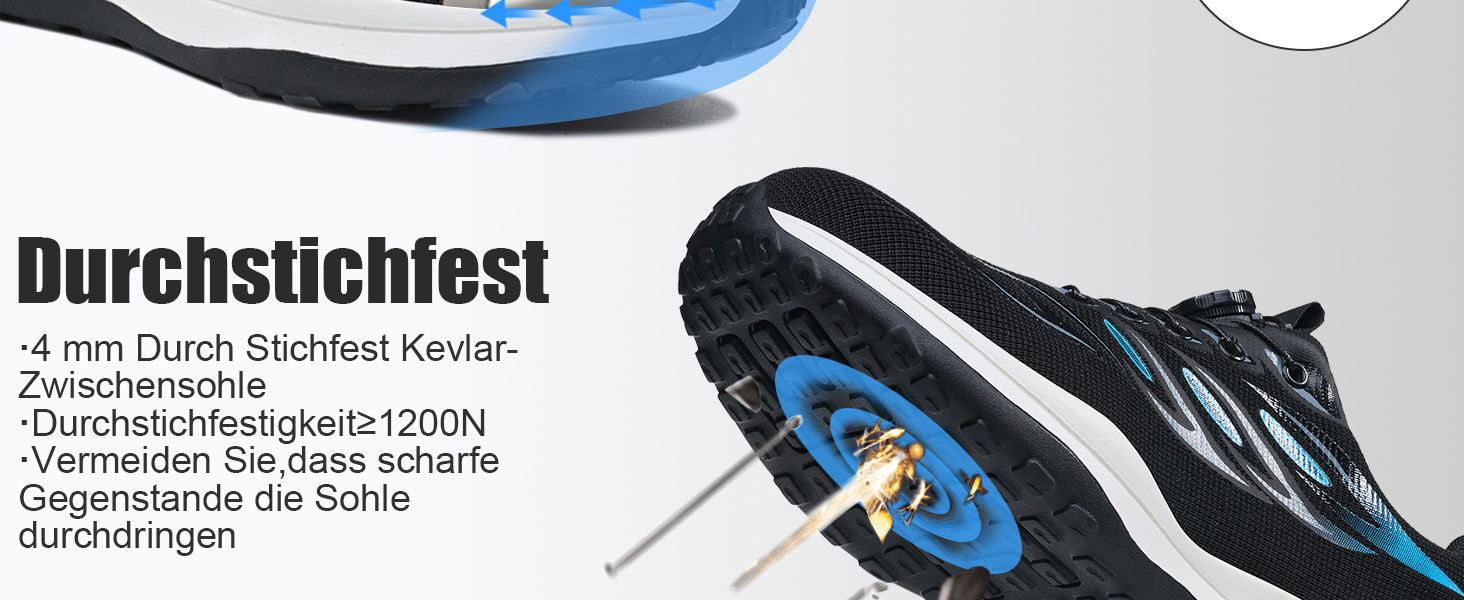 Робочі черевики: безпекові черевики для чоловіків та жінок, легкі, спортивні, дихаючі, зі сталевим підноском, унісекс, розміри 36-46 EU (42 EU, синій, на кнопці)