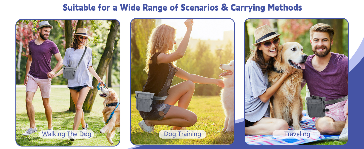 Набір для собак: сумка для ласощів, клікер, диспенсер для відходів, сумка на пояс (сіро-зелений внутрішній кишеньковий відсік)