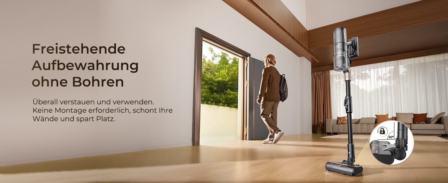 Бездротовий пилосос Proscenic P20 з функцією миття, 70KPa, 70 хв, 680W, самостійна док-станція, фільтр 6 шарів, 1,5л, для килимів та шерсті домашніх тварин, Aurum Black