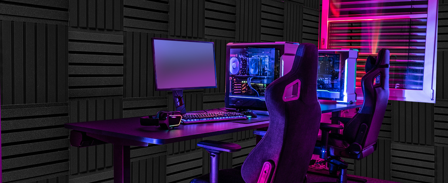 Акустичні пінопластові панелі для звукоізоляції 30x30x5 см, набір 24 шт. (чорний та сірий) — шумопоглинаючі панелі для студії звукозапису та дому