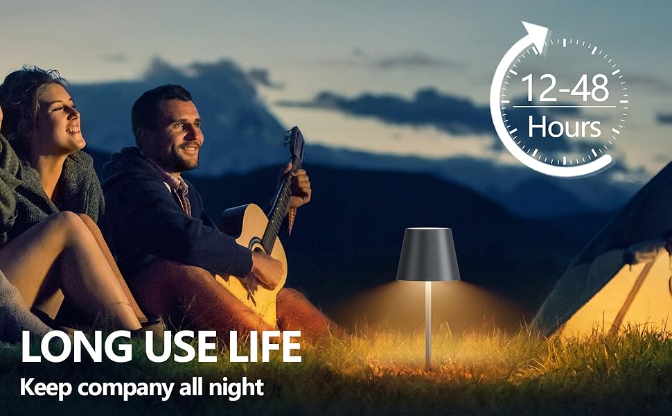 Акумуляторний LED світильник настільний 2 шт, 26 см, 5000mAh, 3W, теплий білий (3000K), водонепроникний IP54, для ресторану, спальні, бару, антрацит