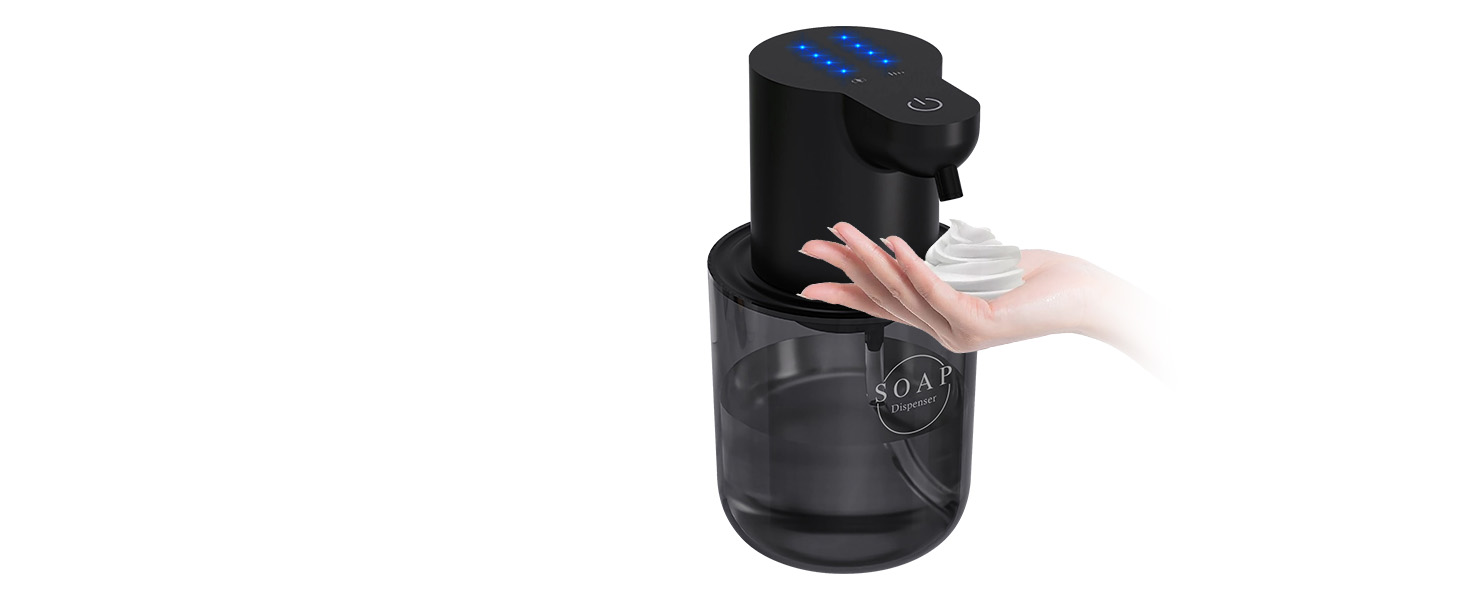 Автоматичний диспенсер для рідкого мила Cuteefun, 400 мл, сенсорний, індикатор заряду, 4 рівні дозування, для ванної, кухні, чорний