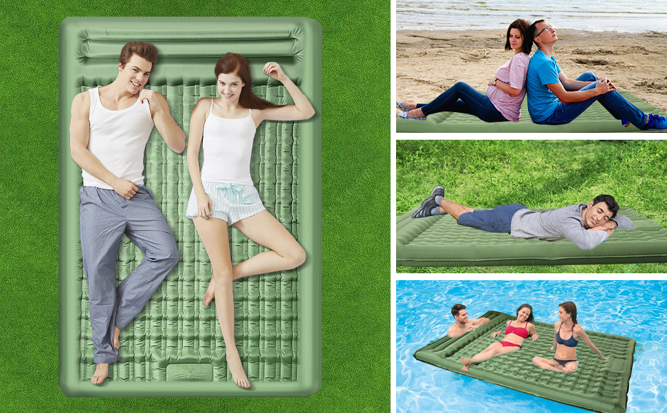Douthfolle Twin XL Camping Sleeping Pad - 12cm Thick Inflatable Sleeping Mat with Foot Pump - Waterproof & Outdoor