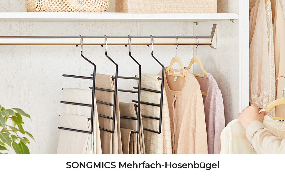 Пантограф для штанів SONGMICS, набір 8 шт., чорний, економія місця, антиковзкий, для джинсів, рушників, шарфів
