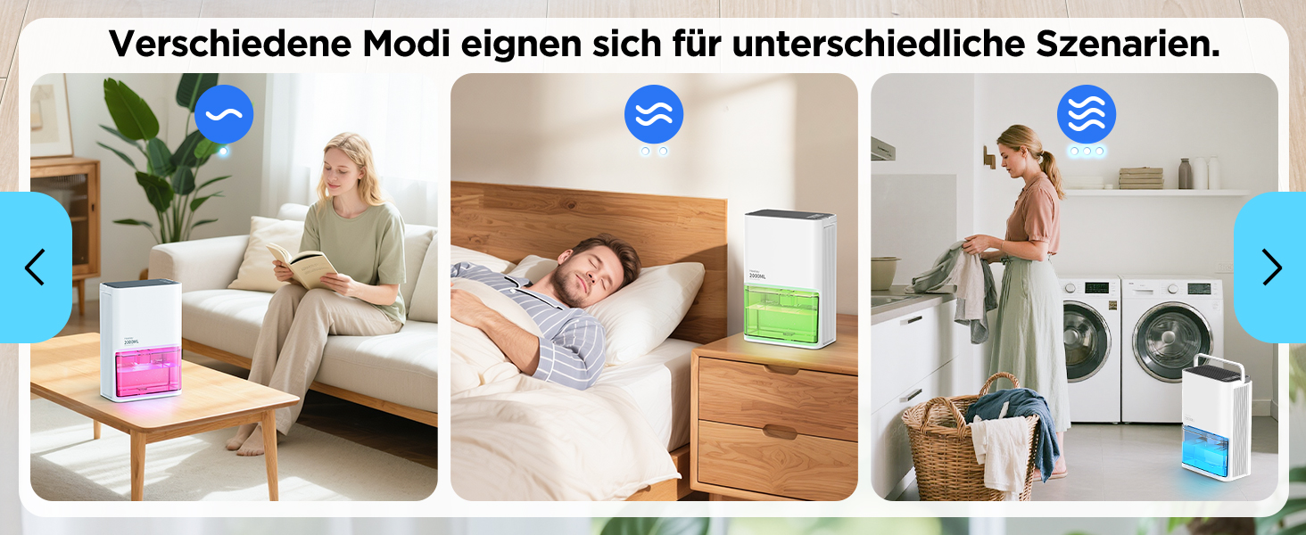 Електричний осушувач повітря тихий Pro-2000ml, 2000 мл, до 650 мл/день, для спальні, ванної кімнати, дому, білий