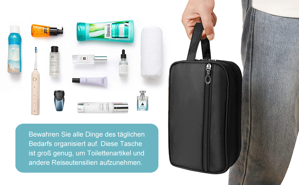 Чоловічий туалетний набір FITDON, водонепроникна сумка для туалетних речей, валіза, чорна