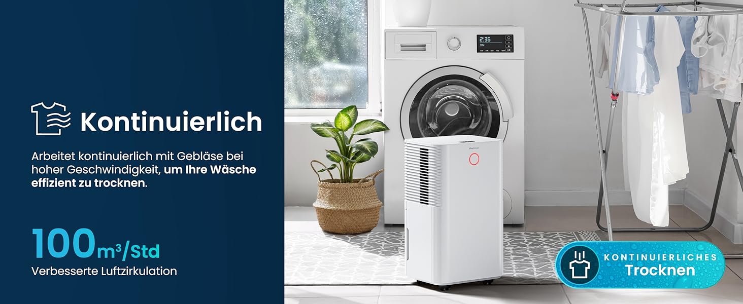 Осушувач повітря Pro Breeze OmniDry 12 л/доба, електричний, цифровий дисплей, вологомір, дренажний шланг, таймер, тихий режим, проти вологи та цвілі