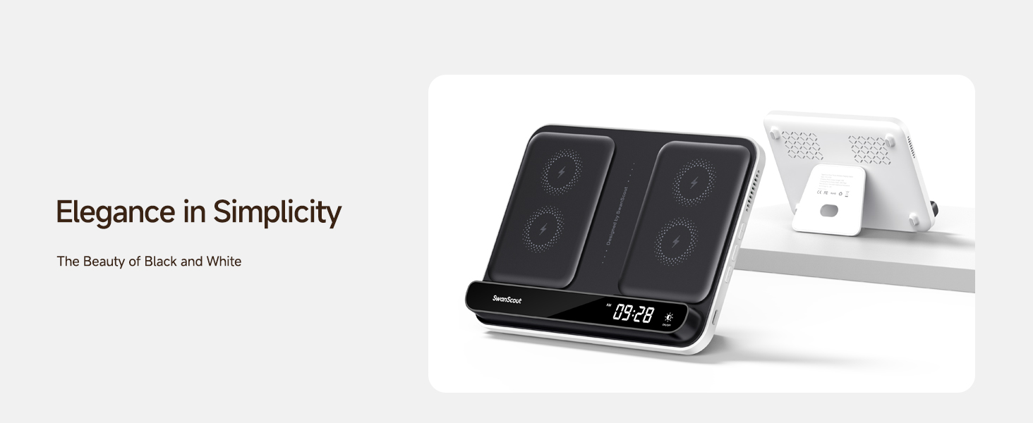 Двопортова індукційна зарядка SwanScout 504 для 2 телефонів (30W) - iPhone, Samsung, AirPods, Galaxy Buds