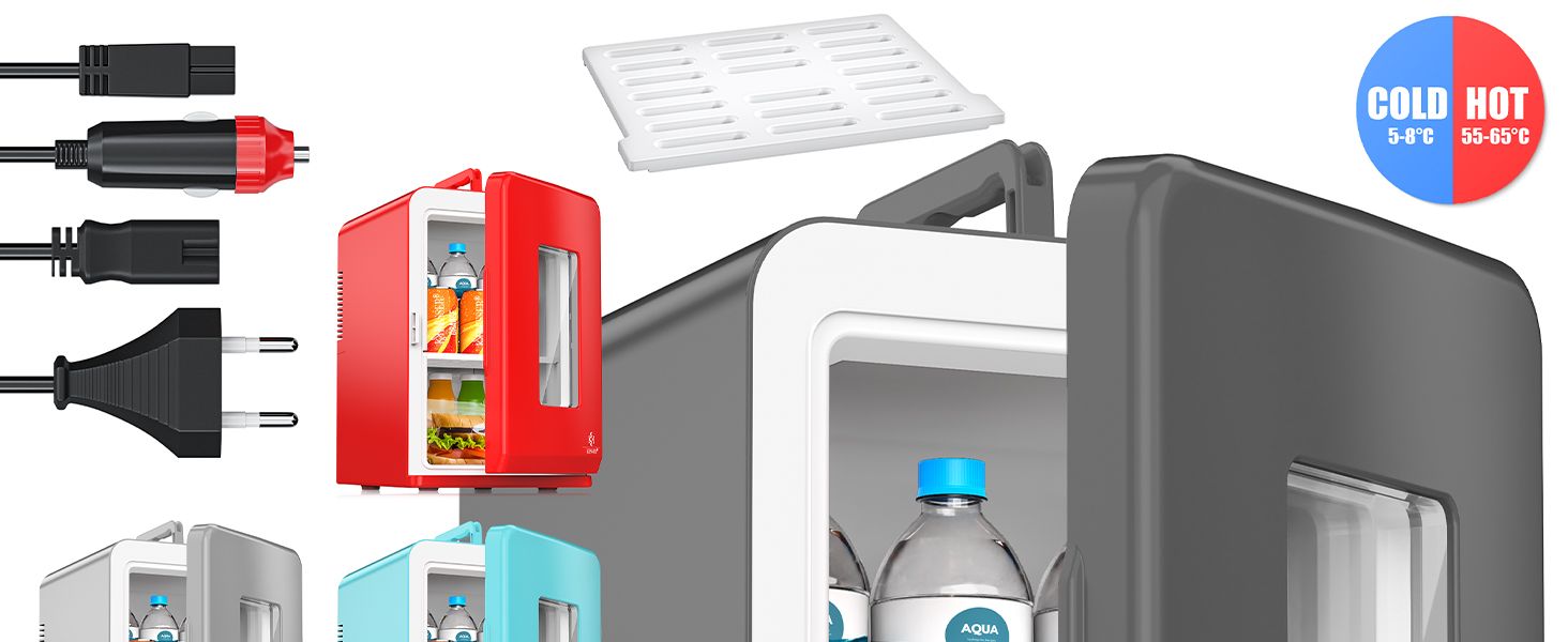 KESSER® Міні холодильник/термобокс 15L з охолодженням та нагріванням. Портативний AC/DC 220-240V/12V для авто, офісу, дому, кемпінгу. Червоний