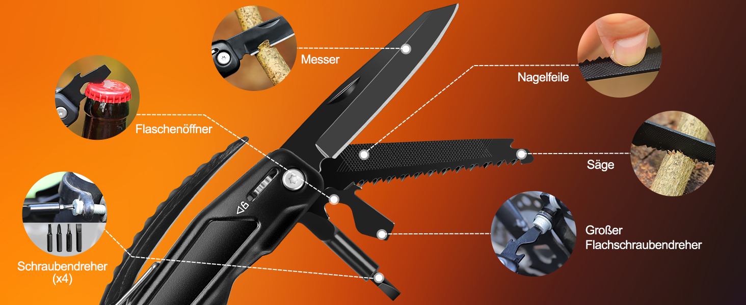 Багатофункціональний молоток-мультитул 14-в-1: плоскогубці, пилка, викрутки та інше. Компактний інструмент для кемпінгу, туризму, виживання, авто-надзвичайних ситуацій. Чудовий подарунок для чоловіків, на День батька для тата