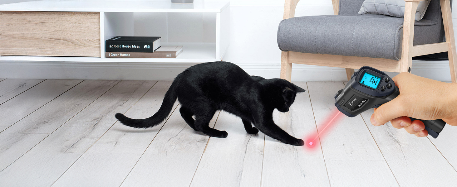 Інфрачервоний термометр ERICKHILL -50℃~600℃ безконтактний лазерний пістолет для вимірювання температури з LCD-дисплеєм, регульованою емісією - для приготування їжі/барбекю/морозильної камери/промисловості, чорний/синій, 600℃, базова версія