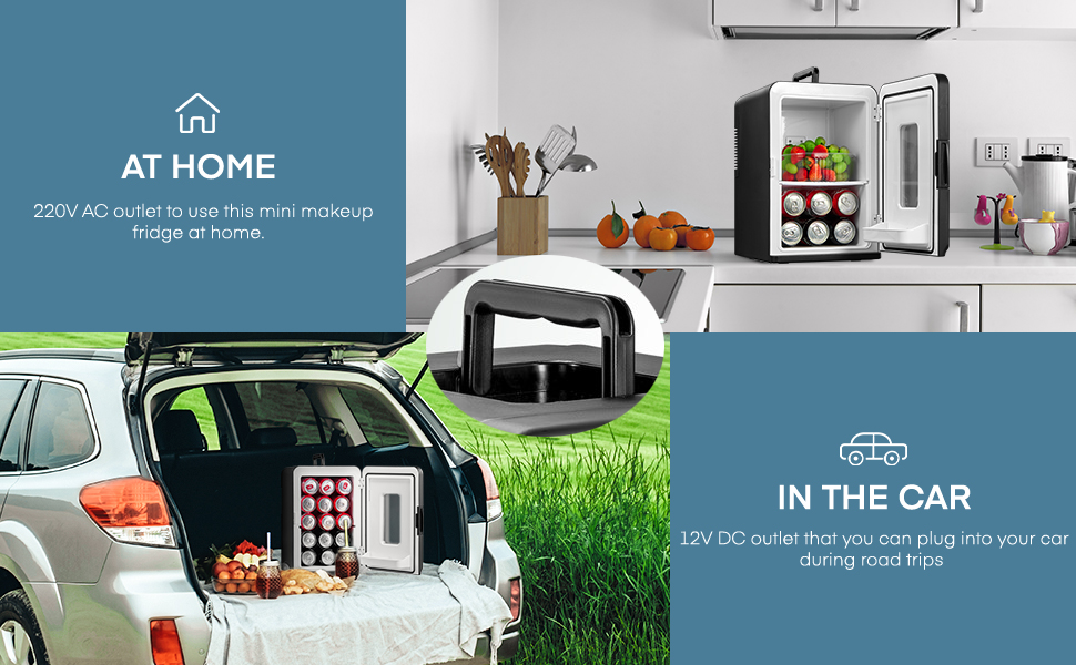 Northclan Mini Fridge 15L - Portable Cooler & Warmer for Home & Car - 220V AC/12V DC - Black