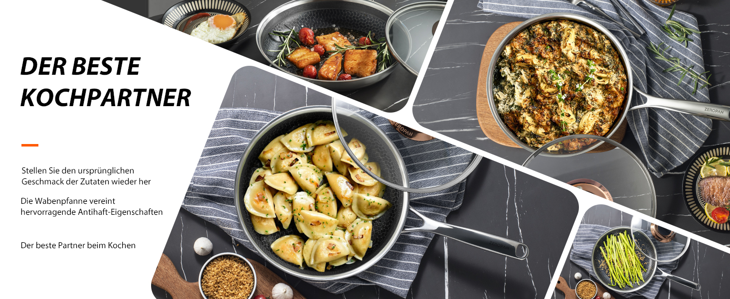 Сковорода з кришкою 26 см, антипригарне покриття Hybrid, холодна ручка, безпечна для миття в посудомийній машині, без PFAS, PFOA та PTFE, можна використовувати в духовці до 260 °C, сумісна з усіма типами плит WQ