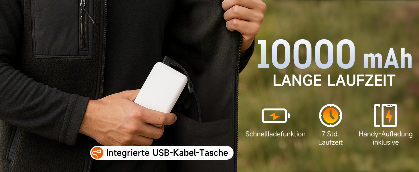 Обогреваемый жилет LABCOOL для мужчин и женщин - флисовый жилет з USB-живленням (10000mAh Powerbank), 6 зон обігріву, 3 температурні режими, машинне прання, XL, чорний