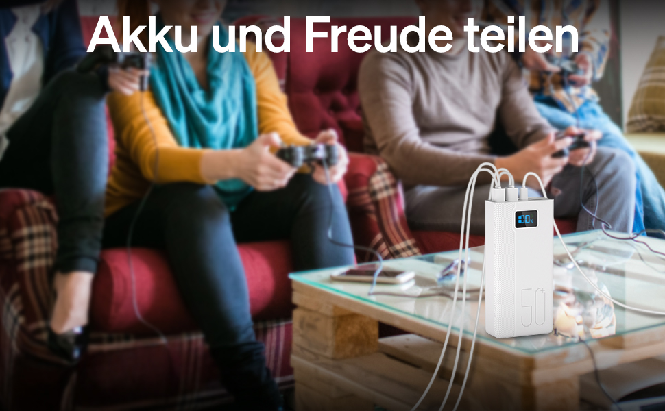 Портативний зарядний Power Bank 50000mAh з 5 виходами та 3 входами, 22.5W, для MP3-плеєрів