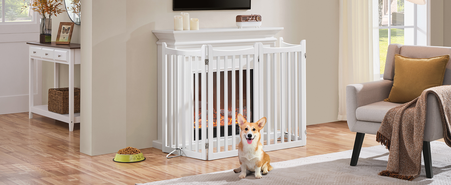 Захисне ґратка для собак Yaheetech, 90.5 x 201.5 см, білий, 4 панелі