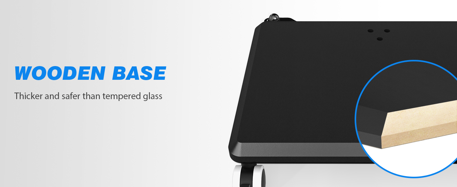 Мобільна підставка для телевізора з поличкою 27-60 дюймів, чорна. Регульована висота, поворотний механізм, VESA 400x400, до 40 кг