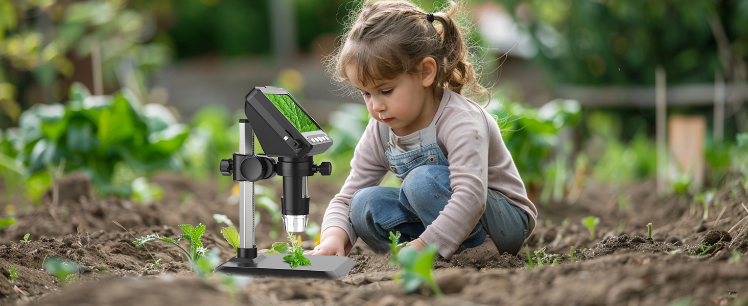 Цифровий мікроскоп Ashfly LCD 500x з дисплеєм 4.3 дюйма, 1080P, USB, 8 LED, сумісний з MacOS/Windows, для дітей та дорослих