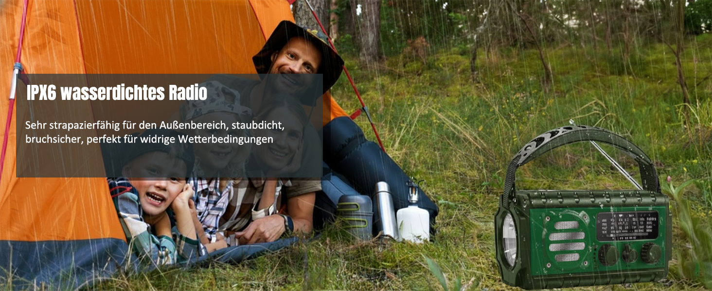 Радіо на сонячній батареї Solar Kurbelradio 20000mAh: FM/AM/SW, ліхтарик, зарядка USB, SOS-сигнал, для кемпінгу та надзвичайних ситуацій (зелене)