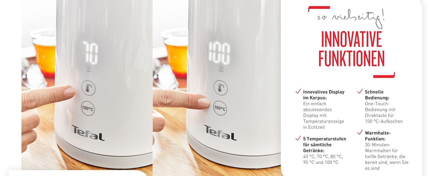 Електричний чайник Tefal Includeo KI5338, 1.5 л, 2400 Вт, білий — з протиковзаючою ручкою та знімним фільтром