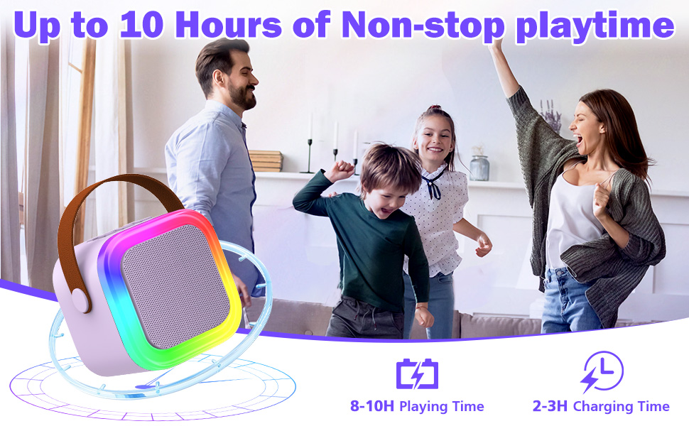 Дитяча караоке-машина з 2 бездротовими мікрофонами (фіолетова) - для дітей та дорослих