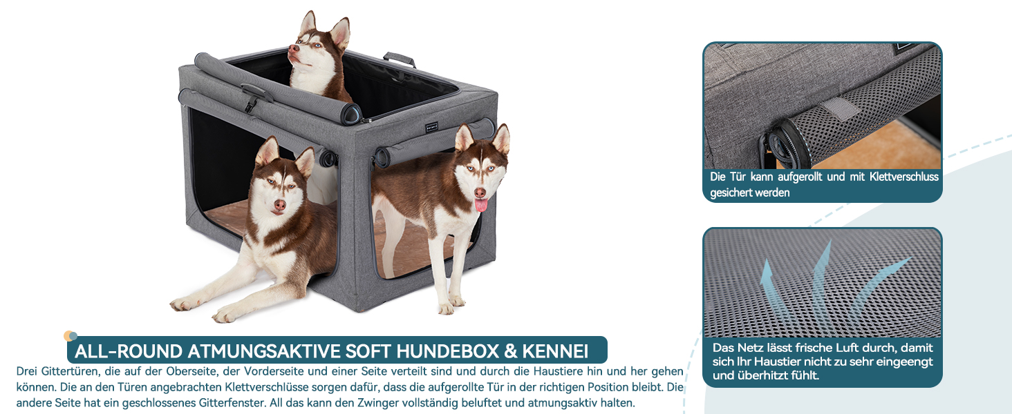 Клітка для собак Petsfit, сіра, розкладні, для дому та транспортування, розмір L (76x50x49 см), з м'якою підстилкою та міцними сітчастими вікнами