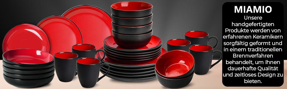 MIAMIO Le Papillon - Набір мисок для сніданку з кераміки (6 шт) 500 мл - Миючі в посудомийній машині та придатні для мікрохвильової печі