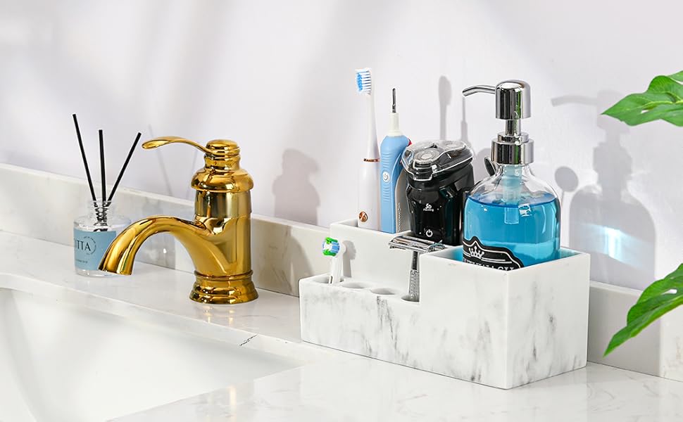 Тримач для зубних щіток Luxspire з 5 відсіками: органайзер для електричних зубних щіток, сімейний тримач, велика місткість, для зубної пасти та бритв