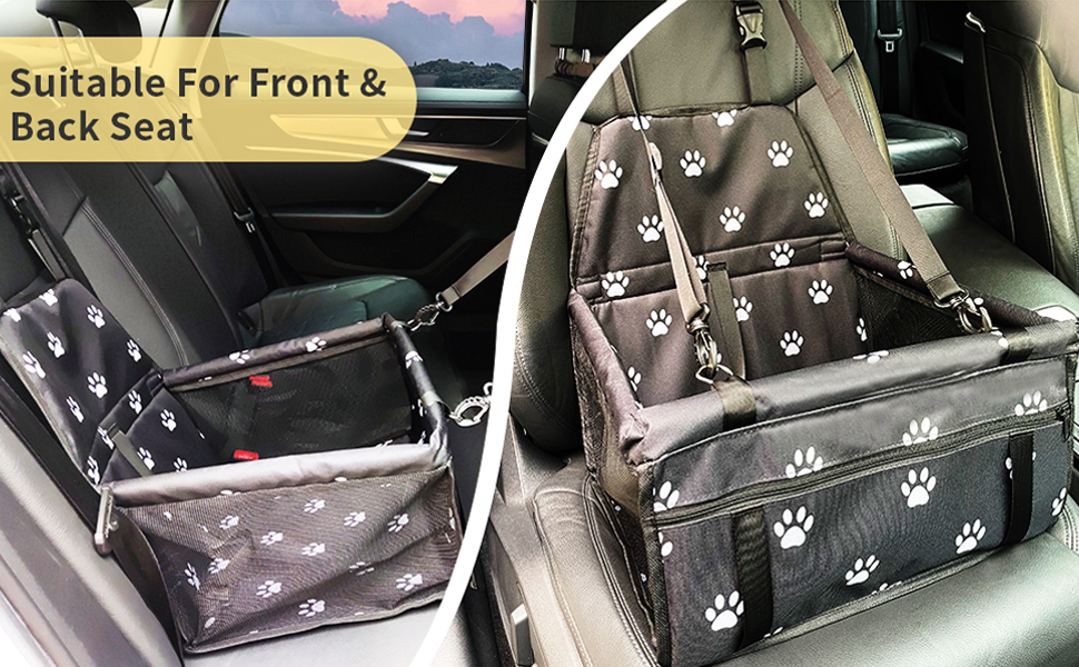 Автомобільний лежак для собак та котів, Oxford, 40x32x24 см, з принтом лапки