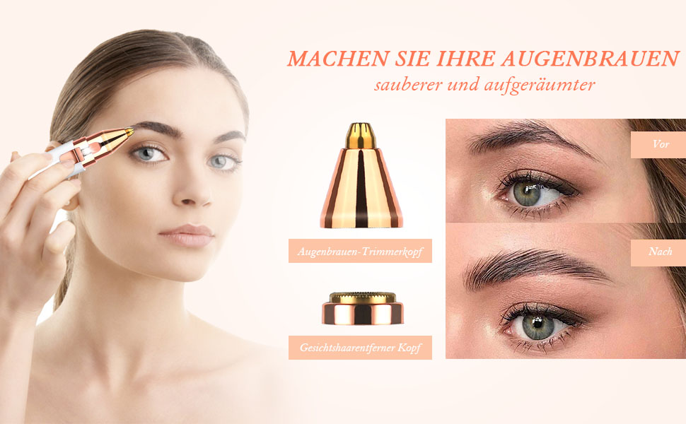 Електричний тример для видалення волосся URAQT 2-в-1: для обличчя, тіла, брів, губ та підборіддя. Вбудоване LED-підсвічування.