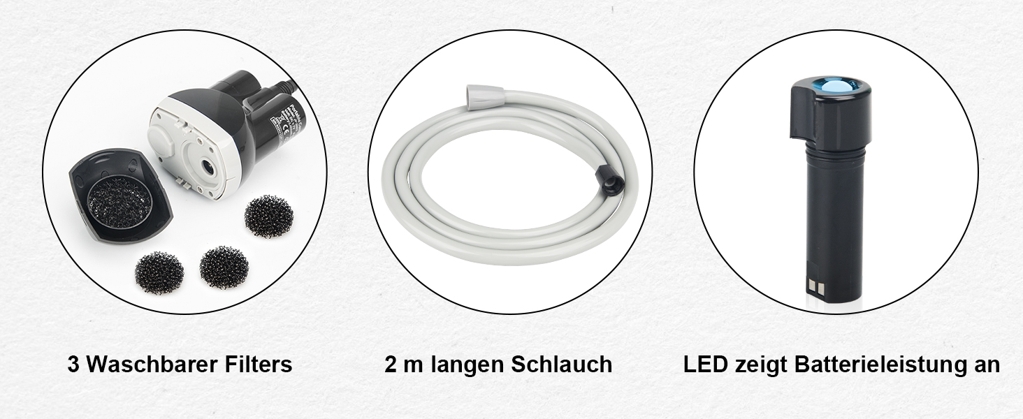 LIBERRWAY Camping Shower with Pump, Rechargeable Battery Camping Shower, Garden Shower with 2m Shower Hose for Car Washing, Garden, Travel, Beach