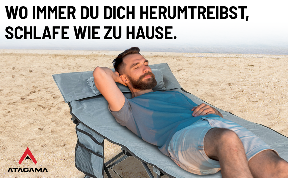 Ліжко похідне Atacama складане, ультралегке для кемпінгу та риболовлі, комфортне, портативне, розмір XXL 190x68x38 см