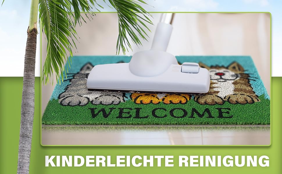 Килимок для домівок з кокосового волокна, 40x60 см - вологостійкий, міцний, для дому та вулиці (Welcome Cats)