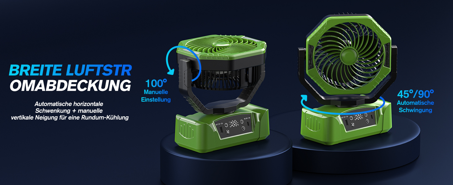 Акумуляторний вентилятор для кемпінгу Kejector 24000mAh з підсвіткою, цифровим дисплеєм та пультом керування, портативний настільний вентилятор (6 швидкостей) для намету, тераси та дому