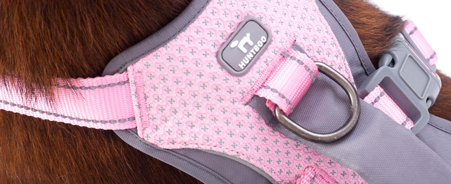 Безпечний нашийник для собак Huntboo: анти-втеча, для паніки, з ручкою, регульований (M, рожевий)